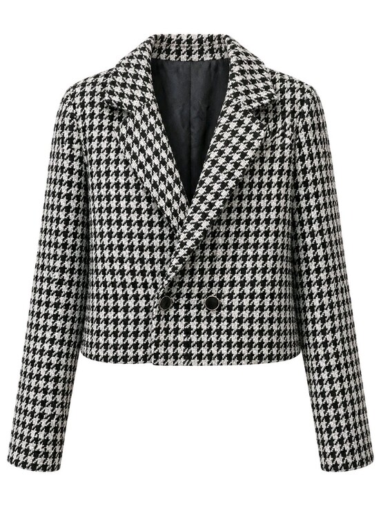 Maison D’Amelie Jackets & Blazers - Maison d'Amélie Houndstooth Cropped Blazer Jacket - Black & White Sz 4 Perfect